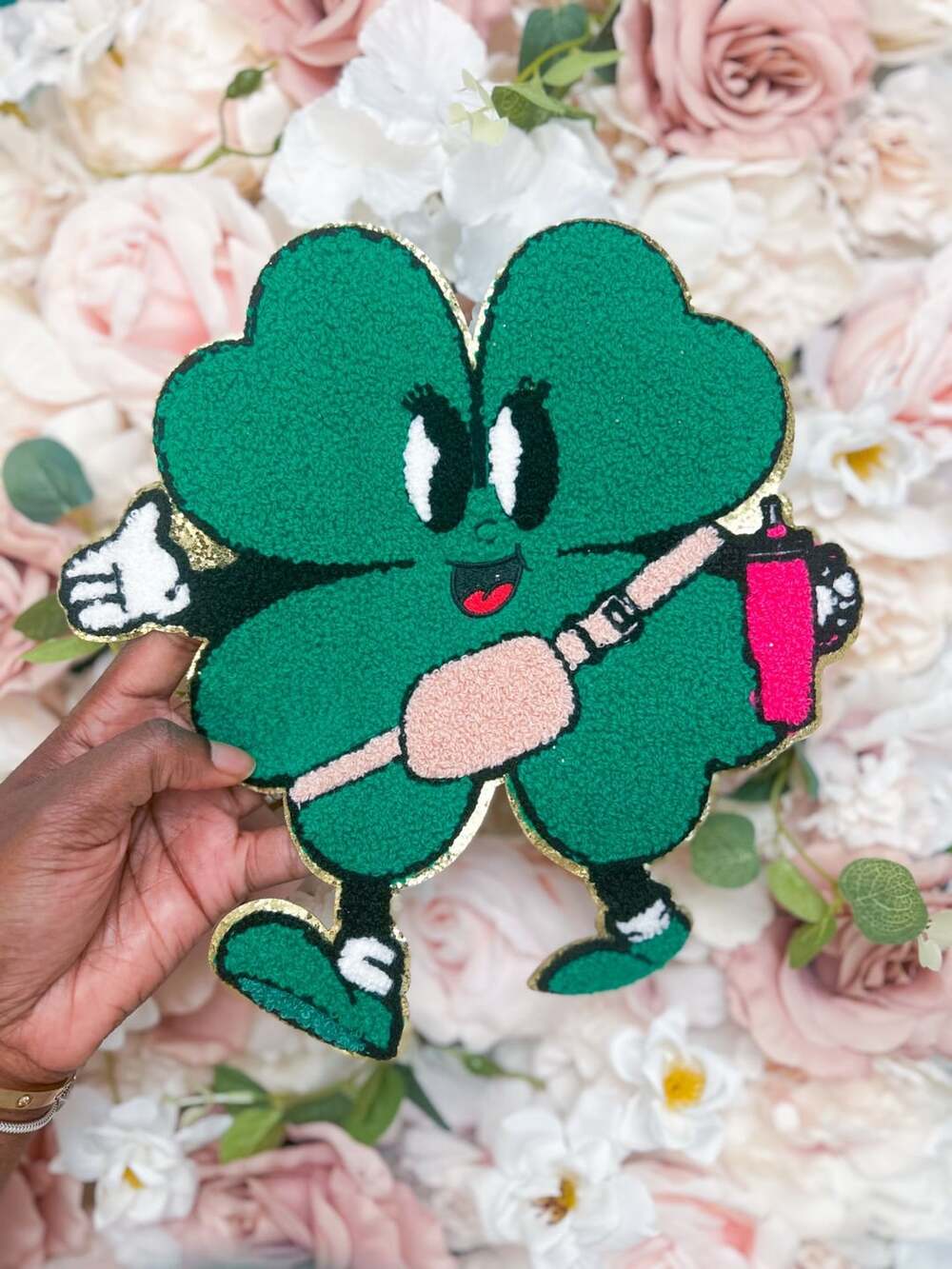 Shamrock Chenille Patch St Patricks Day Iron On